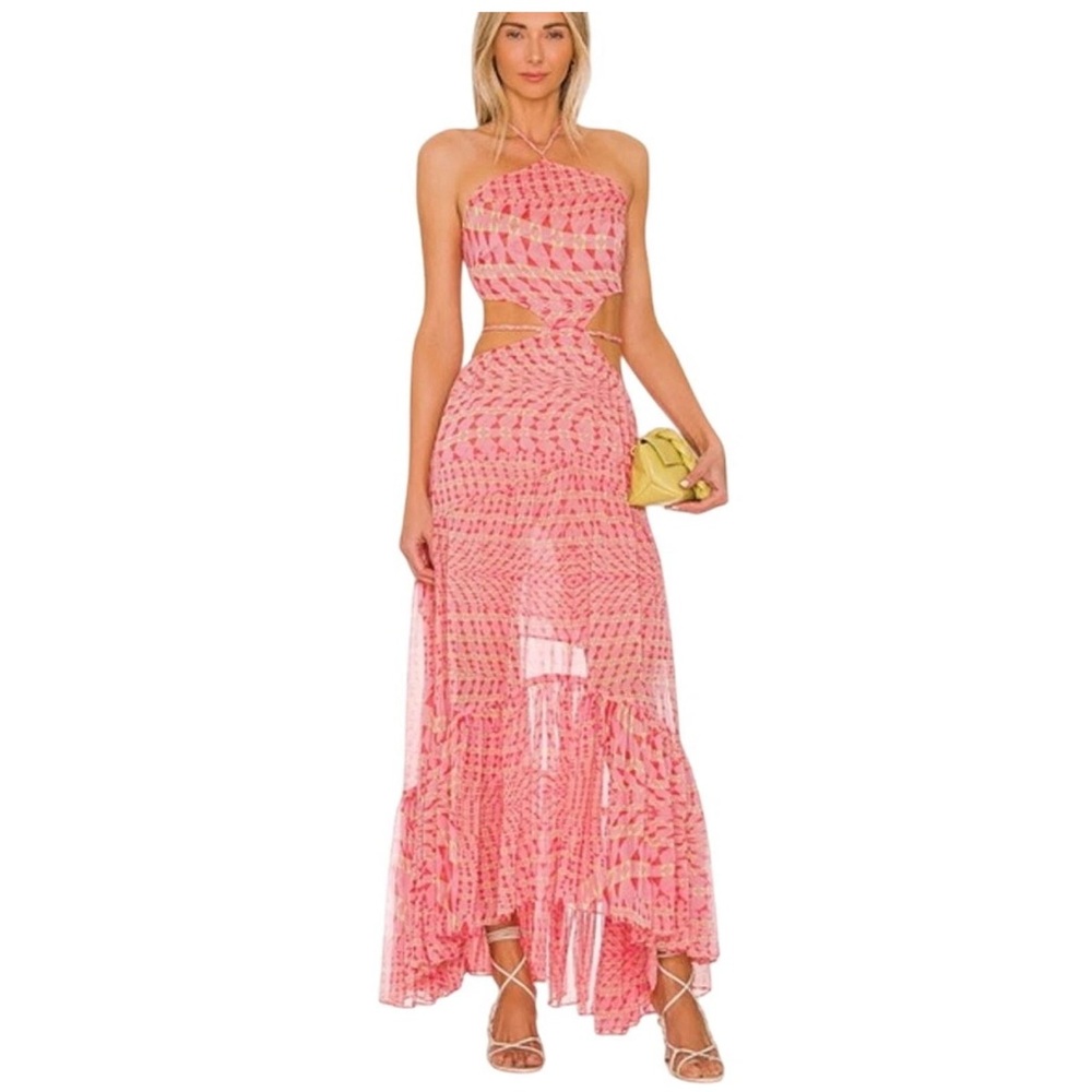 Misa Los Angeles Dalia semi sheer maxi dress in pink